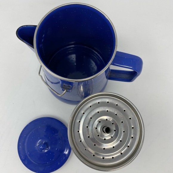 Blue Speckled Enamel Coffee Pot - Picture 4 of 8